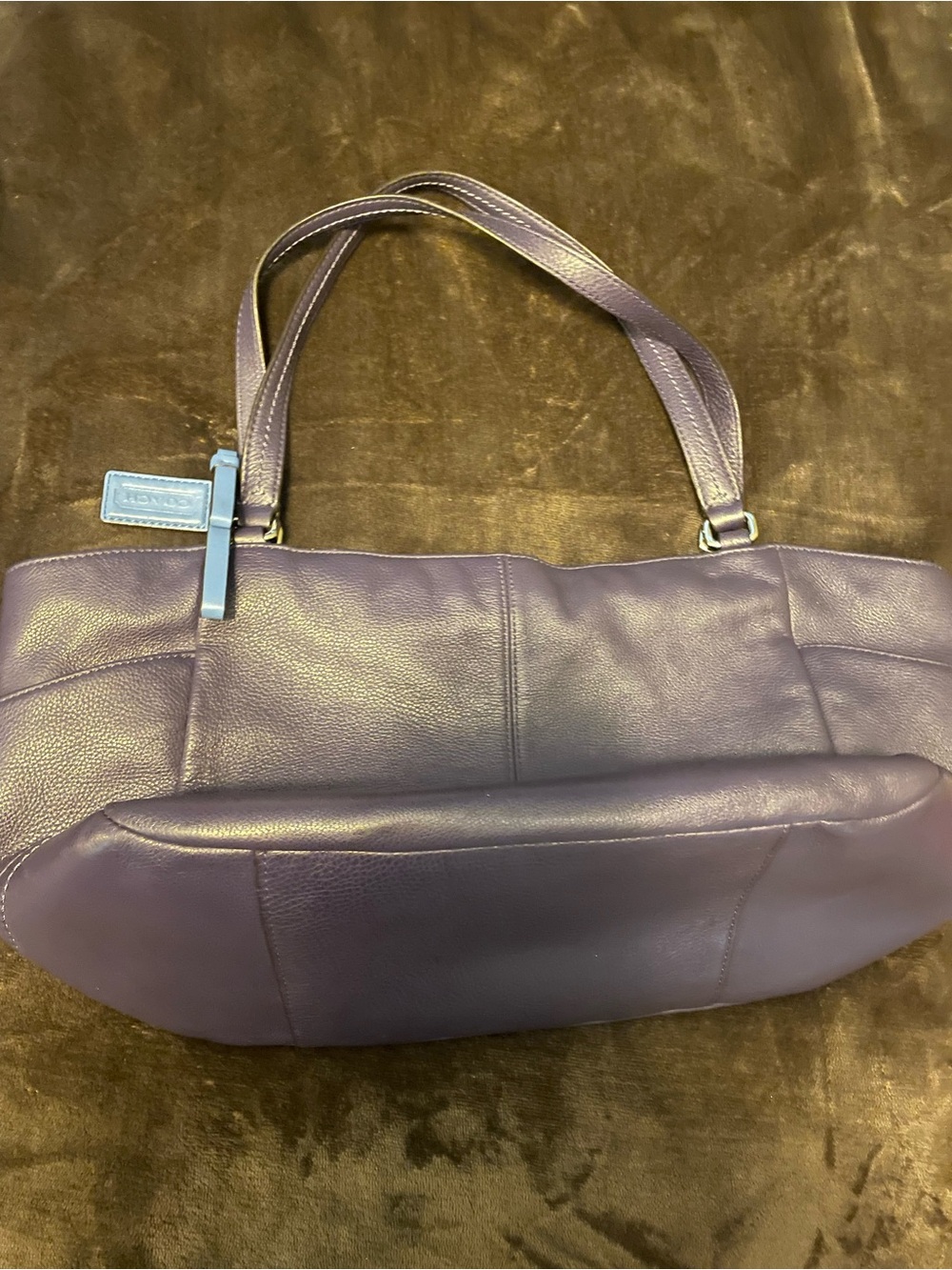 Coach Purple Leather Shoulder Bag with Double Straps